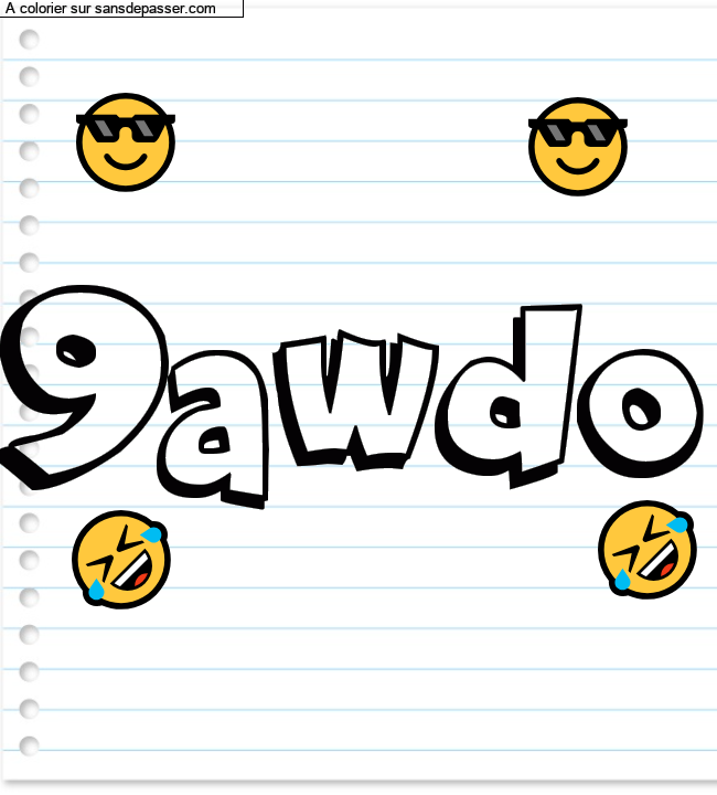 Coloriage pr&eacute;nom personnalis&eacute; "9awdo" par un invit&eacute;
