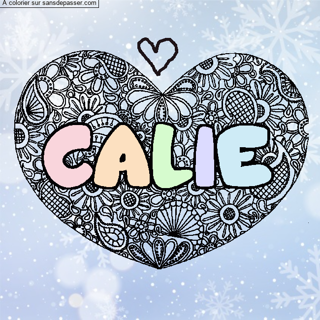 Coloriage Coloriage pr&eacute;nom CALIE - d&eacute;cor Mandala coeur par Camilaa42