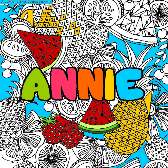 Coloriage Coloriage pr&eacute;nom ANNIE - d&eacute;cor Mandala fruits par un invité