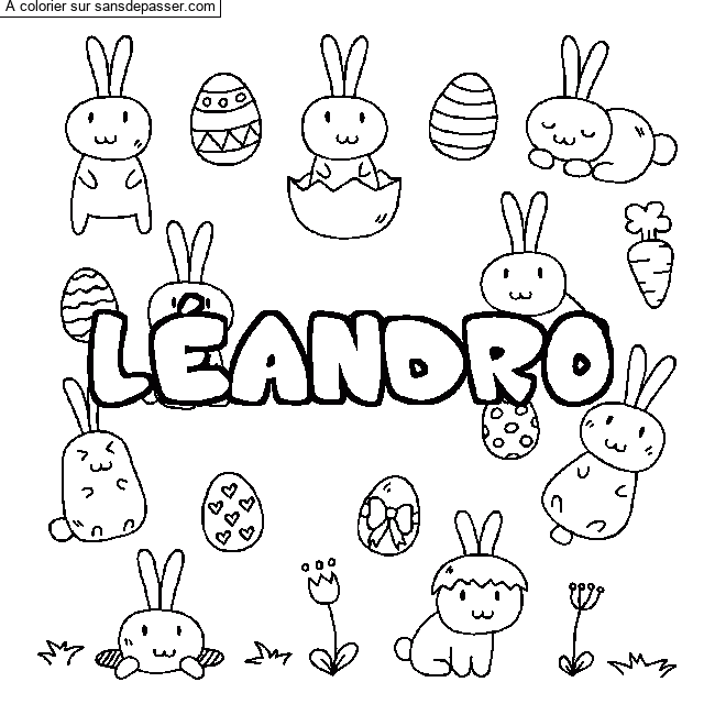 Coloriage Coloriage pr&eacute;nom L&Eacute;ANDRO - d&eacute;cor Paques par Cece_leandro111121@