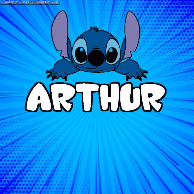 Coloriage Coloriage pr&eacute;nom ARTHUR - d&eacute;cor Stitch par un invit&eacute;