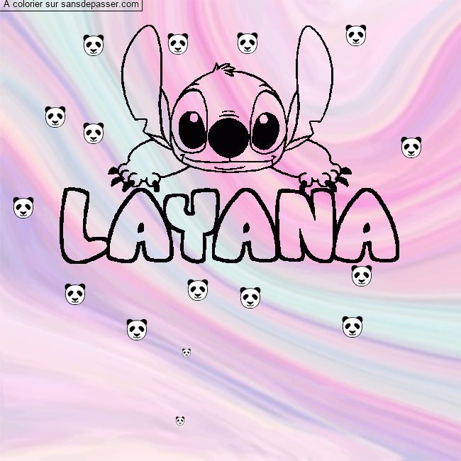 Coloriage Coloriage pr&eacute;nom LAYANA - d&eacute;cor Stitch par un invit&eacute;