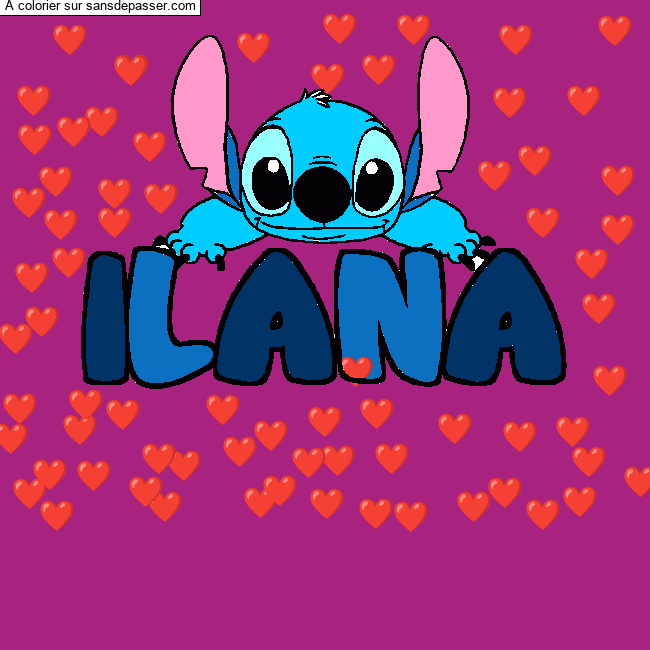 Coloriage pr&eacute;nom ILANA - d&eacute;cor Stitch par un invit&eacute;