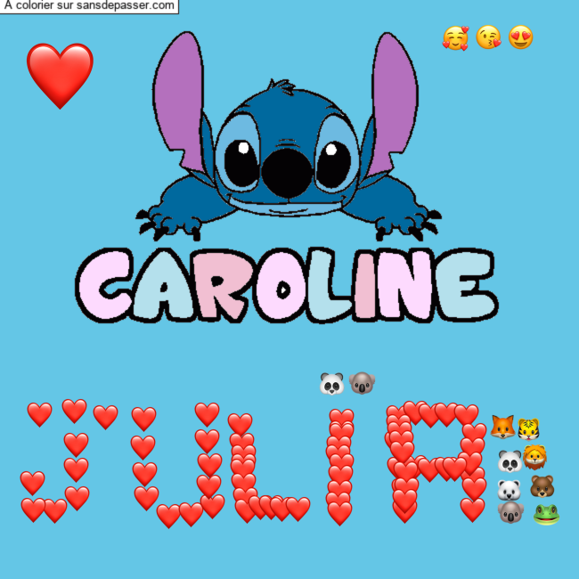 Coloriage Coloriage pr&eacute;nom CAROLINE - d&eacute;cor Stitch par un invit&eacute;