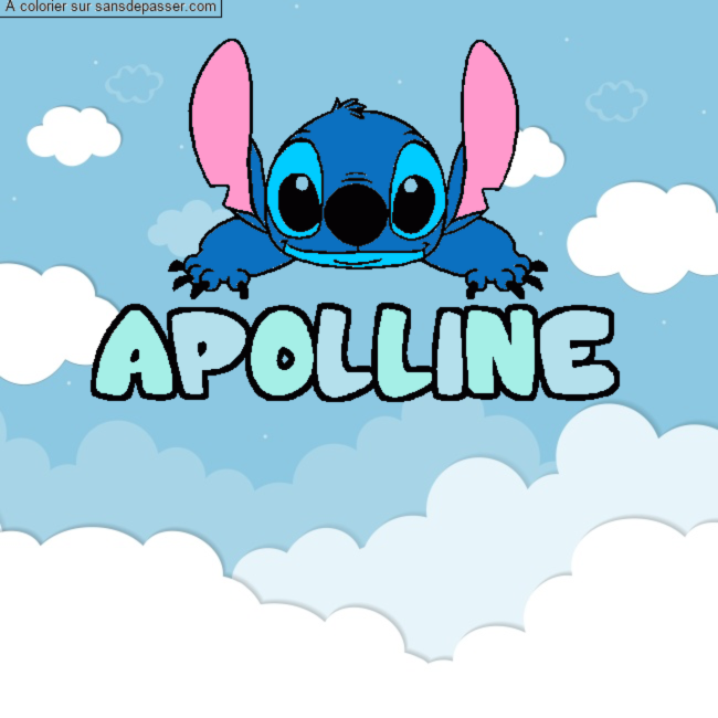 Coloriage Coloriage pr&eacute;nom APOLLINE - d&eacute;cor Stitch par un invit&eacute;