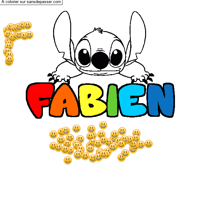 Coloriage Coloriage pr&eacute;nom FABIEN - d&eacute;cor Stitch par un invit&eacute;