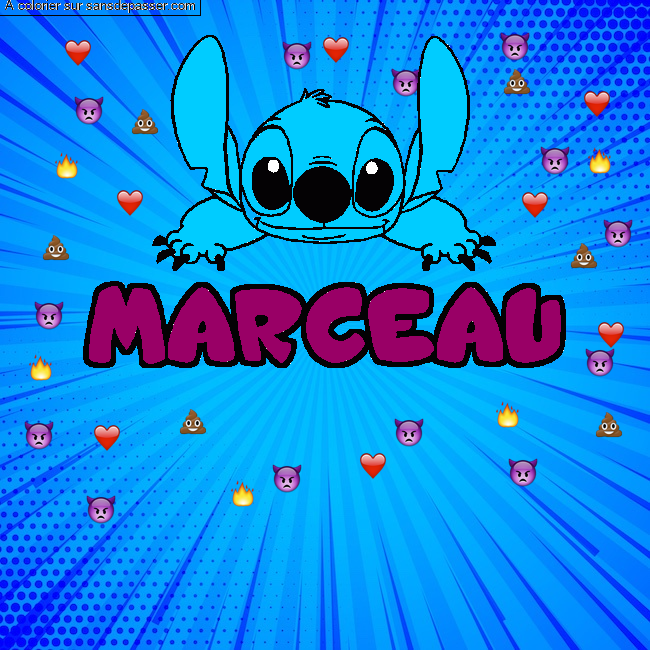 Coloriage Coloriage pr&eacute;nom MARCEAU - d&eacute;cor Stitch par un invit&eacute;
