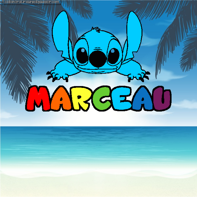 Coloriage Coloriage pr&eacute;nom MARCEAU - d&eacute;cor Stitch par un invit&eacute;