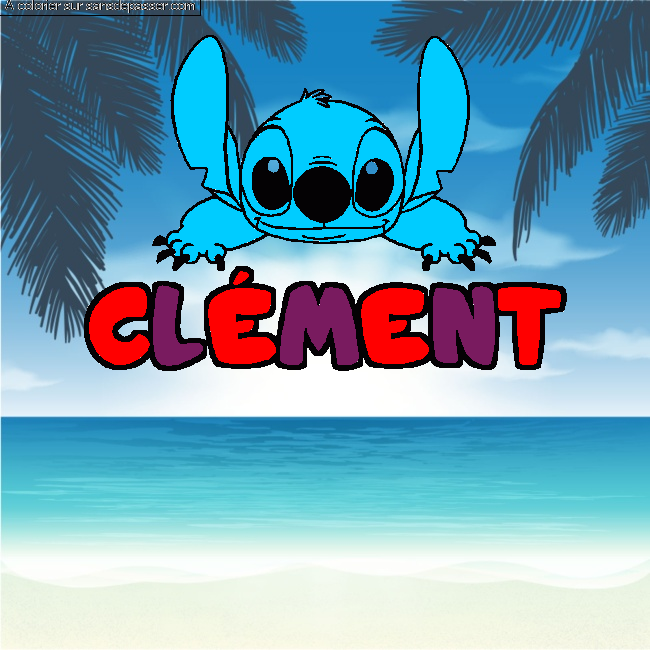Coloriage Coloriage pr&eacute;nom CL&Eacute;MENT - d&eacute;cor Stitch par un invit&eacute;