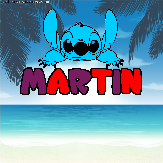 Coloriage Coloriage pr&eacute;nom MARTIN - d&eacute;cor Stitch par un invit&eacute;