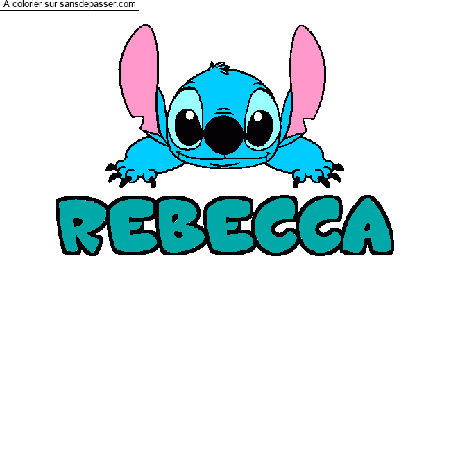 Coloriage Coloriage pr&eacute;nom REBECCA - d&eacute;cor Stitch par un invit&eacute;