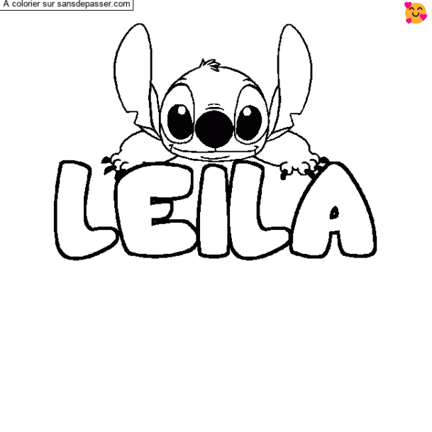 Coloriage Coloriage pr&eacute;nom LEILA - d&eacute;cor Stitch par un invit&eacute;