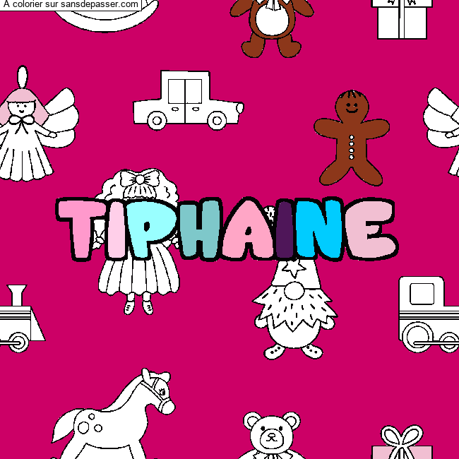 Coloriage Coloriage pr&eacute;nom TIPHAINE - d&eacute;cor Jouets par un invit&eacute;