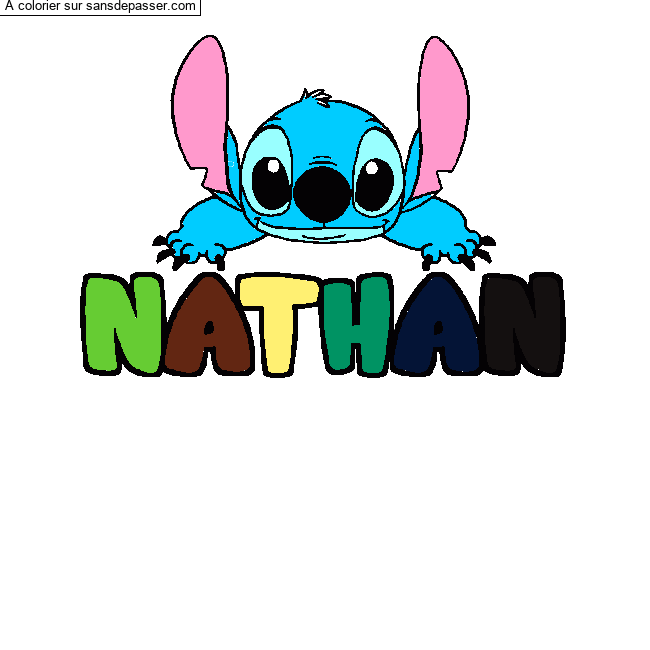 Coloriage Coloriage pr&eacute;nom NATHAN - d&eacute;cor Stitch par un invit&eacute;