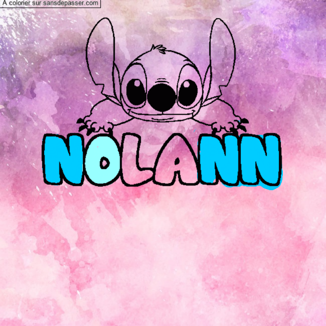 Coloriage pr&eacute;nom NOLANN - d&eacute;cor Stitch par un invit&eacute;