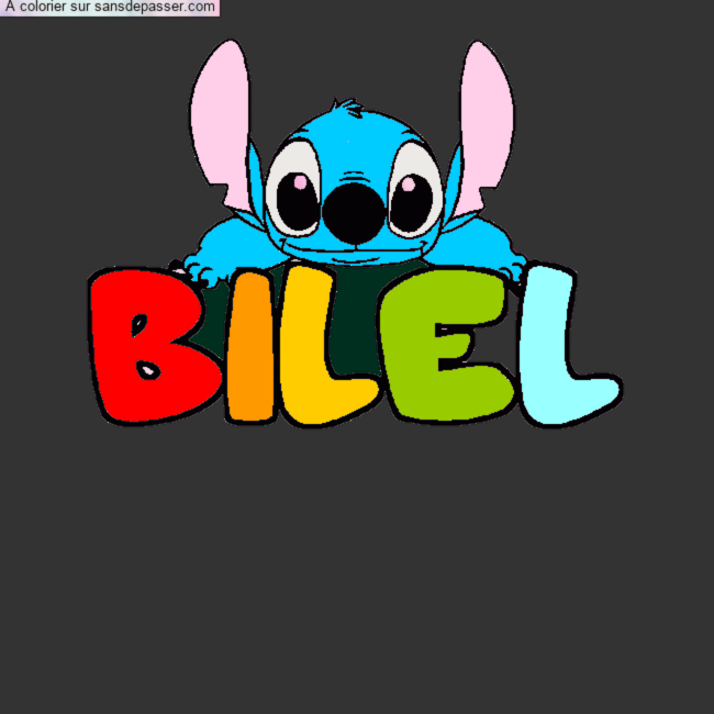 Coloriage Coloriage pr&eacute;nom BILEL - d&eacute;cor Stitch par un invit&eacute;