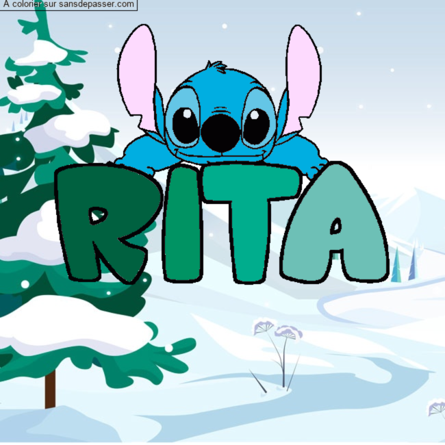 Coloriage Coloriage pr&eacute;nom RITA - d&eacute;cor Stitch par un invit&eacute;