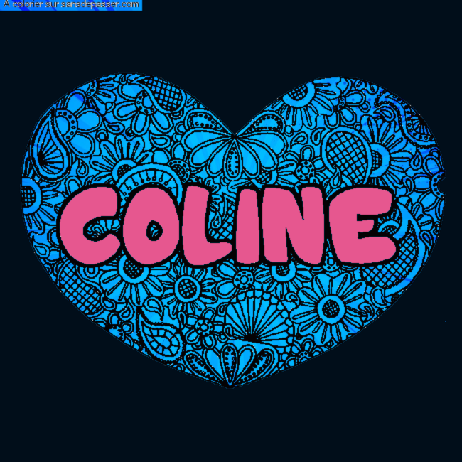 Coloriage Coloriage pr&eacute;nom COLINE - d&eacute;cor Mandala coeur par un invité