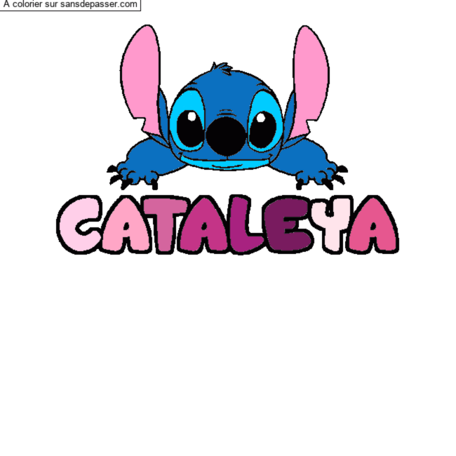 Coloriage Coloriage pr&eacute;nom CATALEYA - d&eacute;cor Stitch par un invit&eacute;