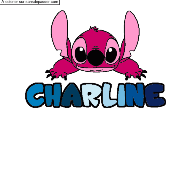 Coloriage Coloriage pr&eacute;nom CHARLINE - d&eacute;cor Stitch par un invité