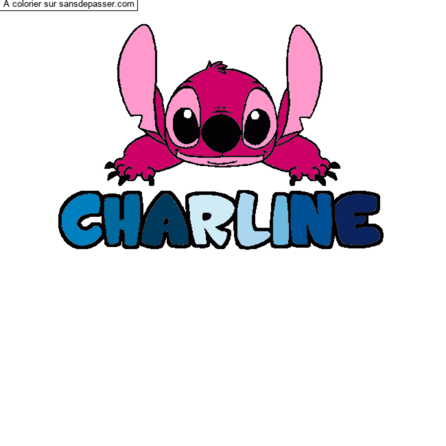 Coloriage Coloriage pr&eacute;nom CHARLINE - d&eacute;cor Stitch par un invit&eacute;