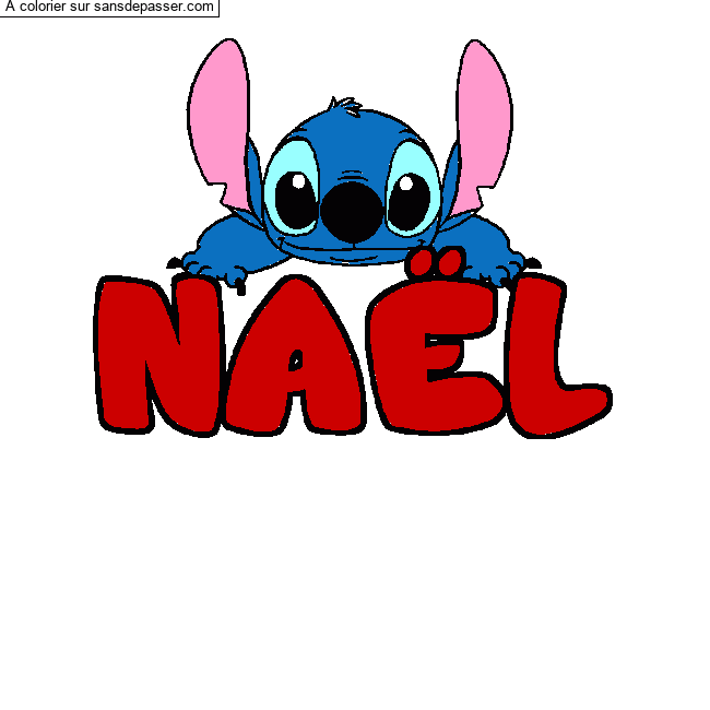 Coloriage Coloriage pr&eacute;nom NA&Euml;L - d&eacute;cor Stitch par un invit&eacute;