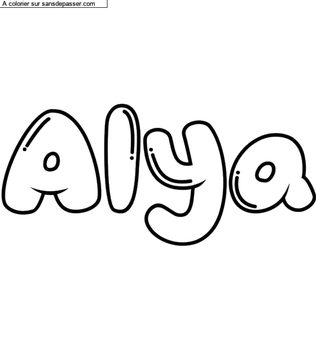 Coloriage prénom personnalisé "Alya" par un invité