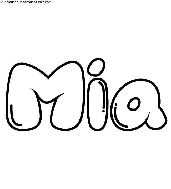 Coloriage prénom personnalisé "Mia" par un invité