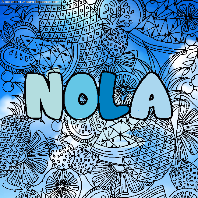 Coloriage Coloriage pr&eacute;nom NOLA - d&eacute;cor Mandala fruits par un invit&eacute;