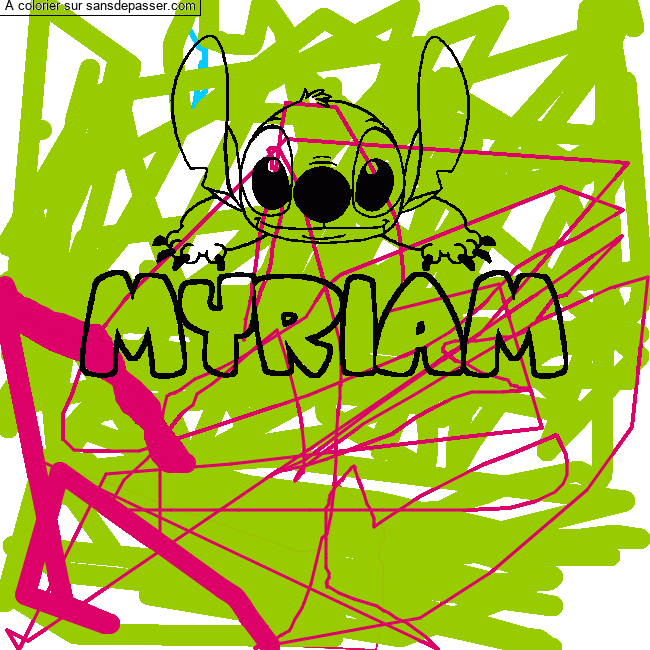 Coloriage prénom MYRIAM - décor Stitch par un invité