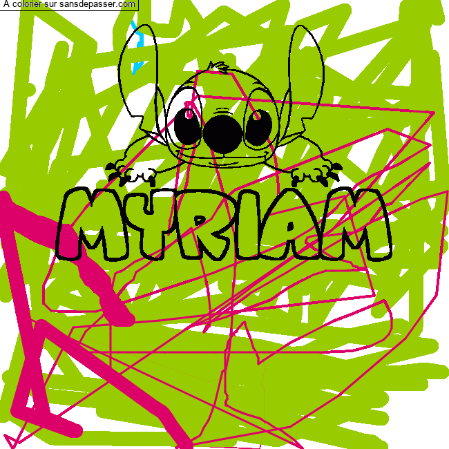 Coloriage Coloriage pr&eacute;nom MYRIAM - d&eacute;cor Stitch par un invit&eacute;