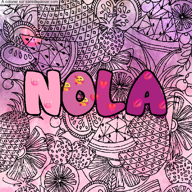 Coloriage Coloriage pr&eacute;nom NOLA - d&eacute;cor Mandala fruits par un invit&eacute;