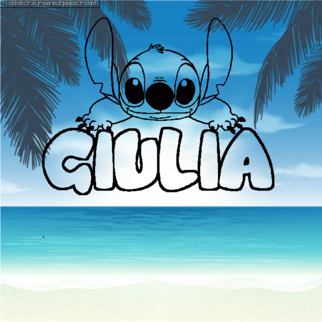 Coloriage prénom GIULIA - décor Stitch par un invité