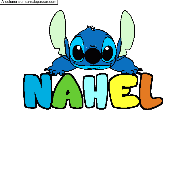 Coloriage Coloriage pr&eacute;nom NAHEL - d&eacute;cor Stitch par un invit&eacute;