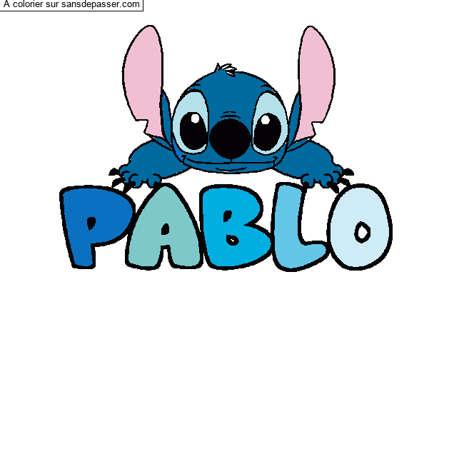 Coloriage Coloriage pr&eacute;nom PABLO - d&eacute;cor Stitch par un invit&eacute;