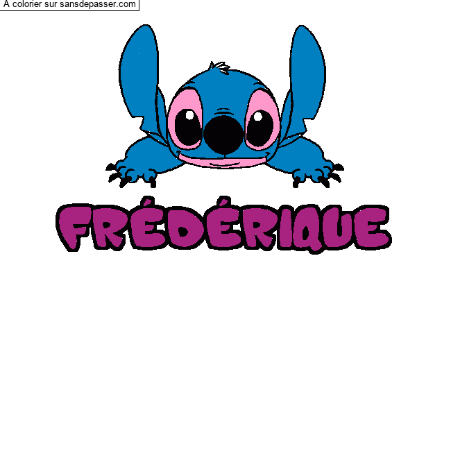 Coloriage Coloriage pr&eacute;nom FR&Eacute;D&Eacute;RIQUE - d&eacute;cor Stitch par un invit&eacute;