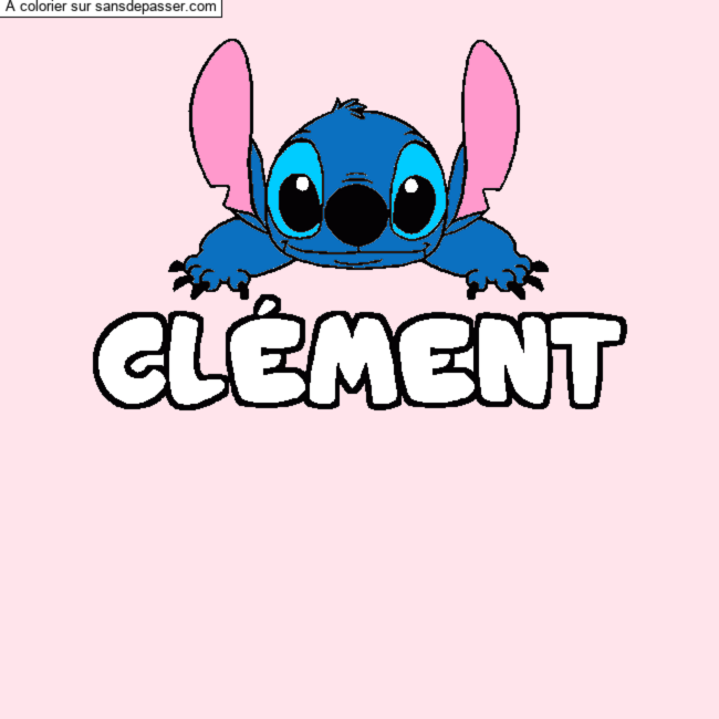 Coloriage prénom CLÉMENT - décor Stitch par un invité