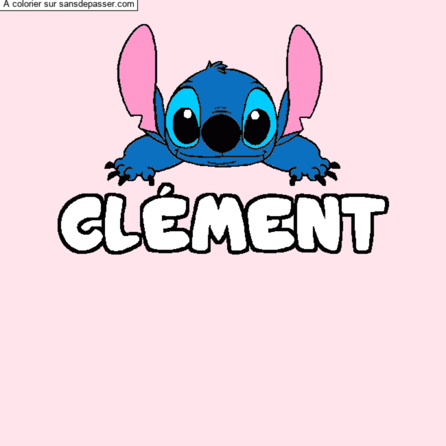 Coloriage Coloriage pr&eacute;nom CL&Eacute;MENT - d&eacute;cor Stitch par un invit&eacute;
