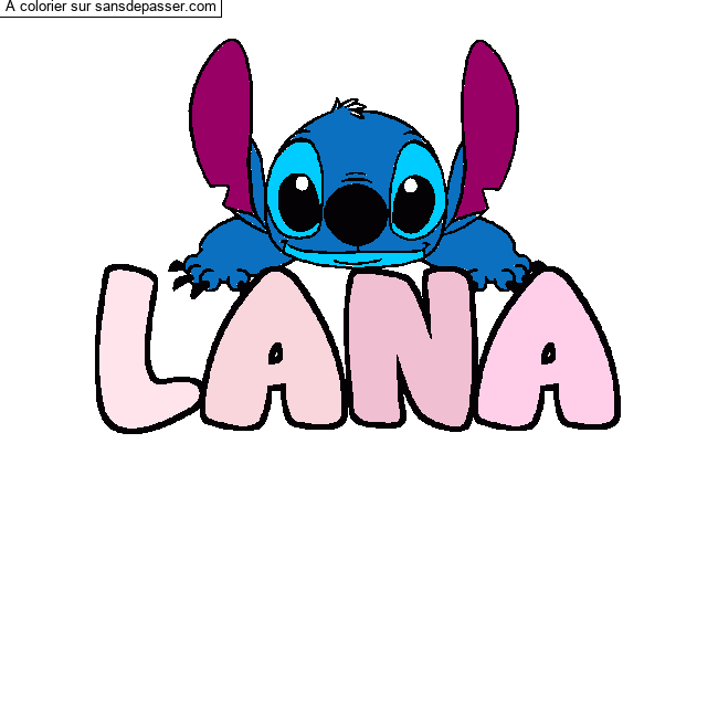 Coloriage prénom LANA - décor Stitch par un invité