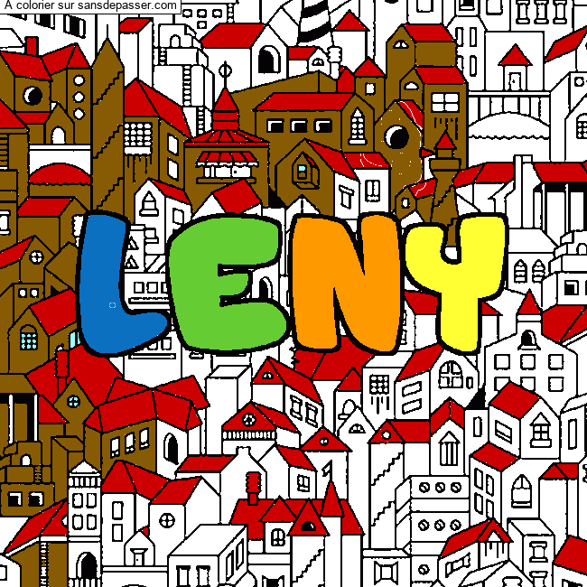 Coloriage prénom LENY - décor Ville par un invité