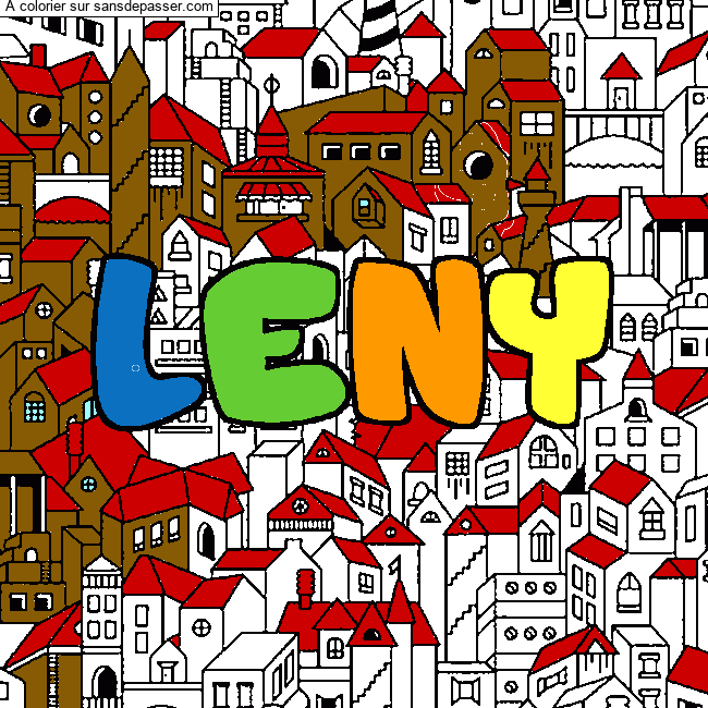 Coloriage Coloriage pr&eacute;nom LENY - d&eacute;cor Ville par un invit&eacute;