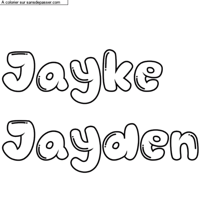 Coloriage prénom personnalisé "Jayke 
Jayden" par un invité