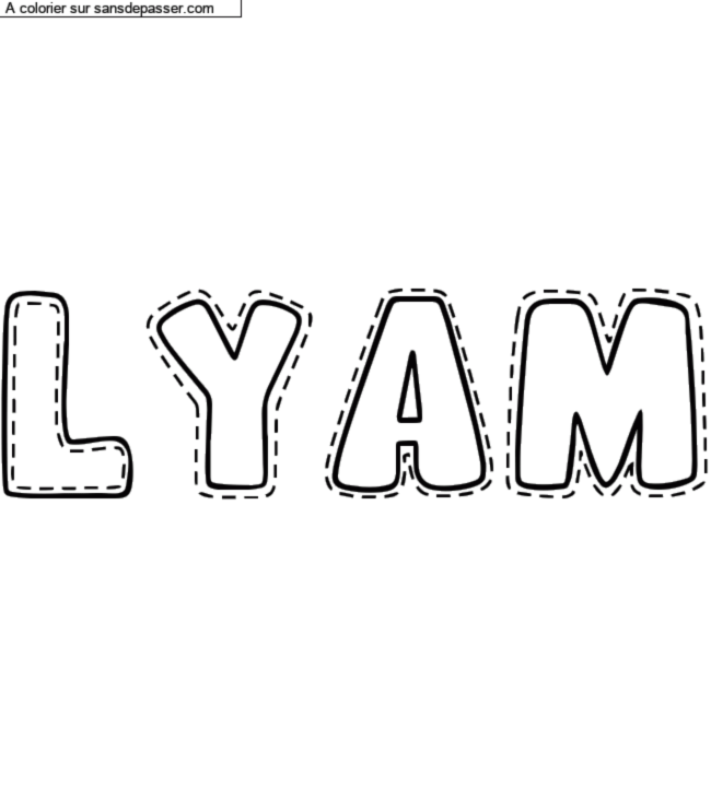 Coloriage prénom personnalisé "Lyam" par un invité