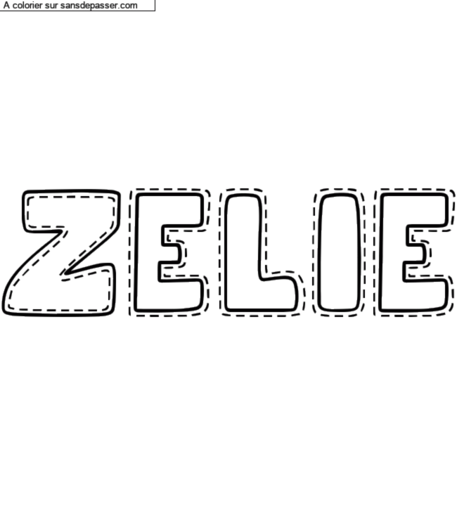 Coloriage prénom personnalisé "Zelie" par un invité