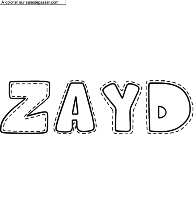 Coloriage prénom personnalisé "Zayd" par un invité