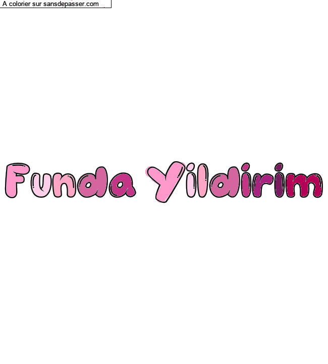 Coloriage pr&eacute;nom personnalis&eacute; "Funda Yildirim" par un invit&eacute;