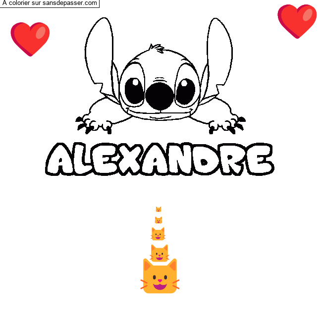 Coloriage pr&eacute;nom ALEXANDRE - d&eacute;cor Stitch par un invit&eacute;