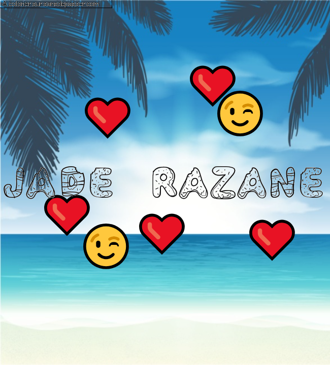 Coloriage pr&eacute;nom personnalis&eacute; "jade   razane" par un invit&eacute;