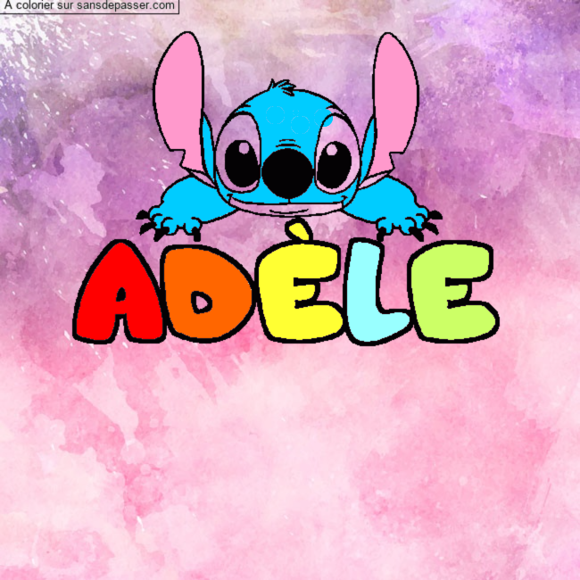 Coloriage pr&eacute;nom AD&Egrave;LE - d&eacute;cor Stitch par un invit&eacute;