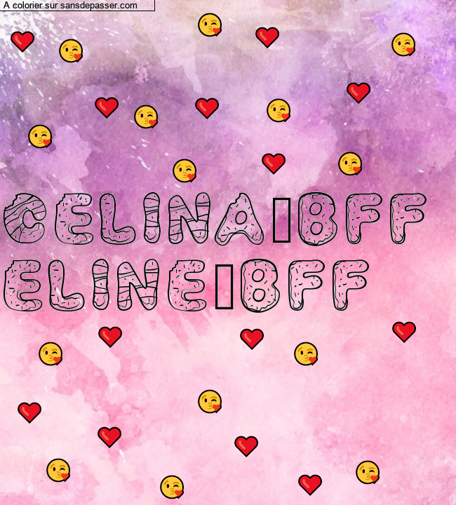 Coloriage prénom personnalisé "CELINA:BFF 
ELINE:BFF" par un invité